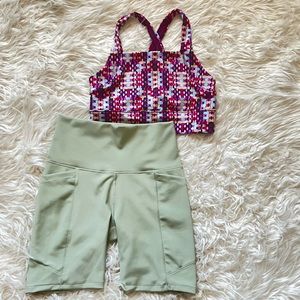 Free People Movement sports bra & Calia Stay the Path biker shorts size Med NWOT